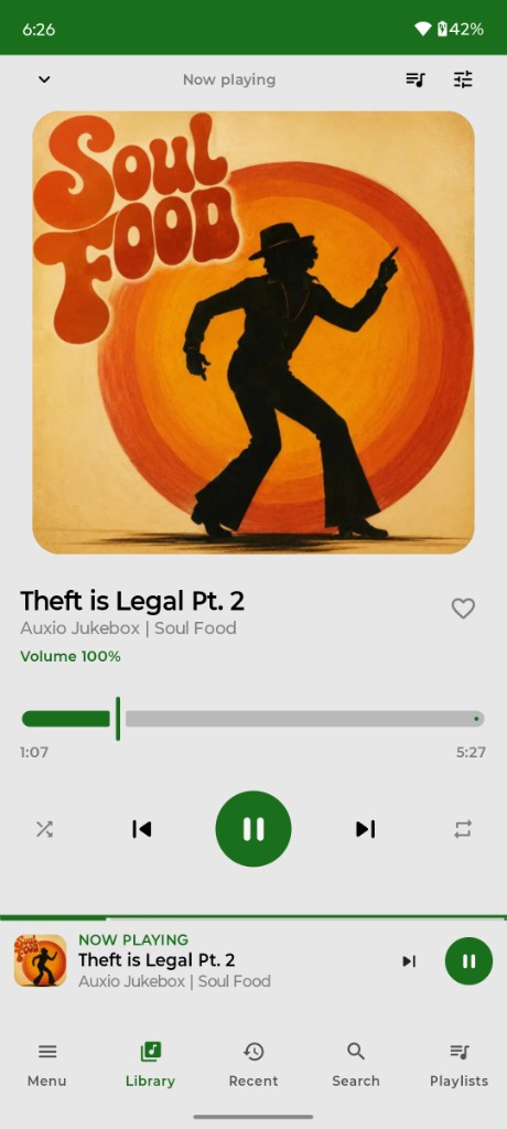 Pulse now playing screen